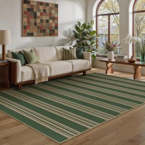 PureCozy 5x7 Jute Stripe Rug - Washable & Non-Slip