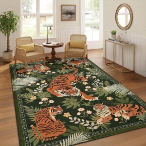 Zentavio 5x7 Tiger Rug - Bold Jungle Print Carpet