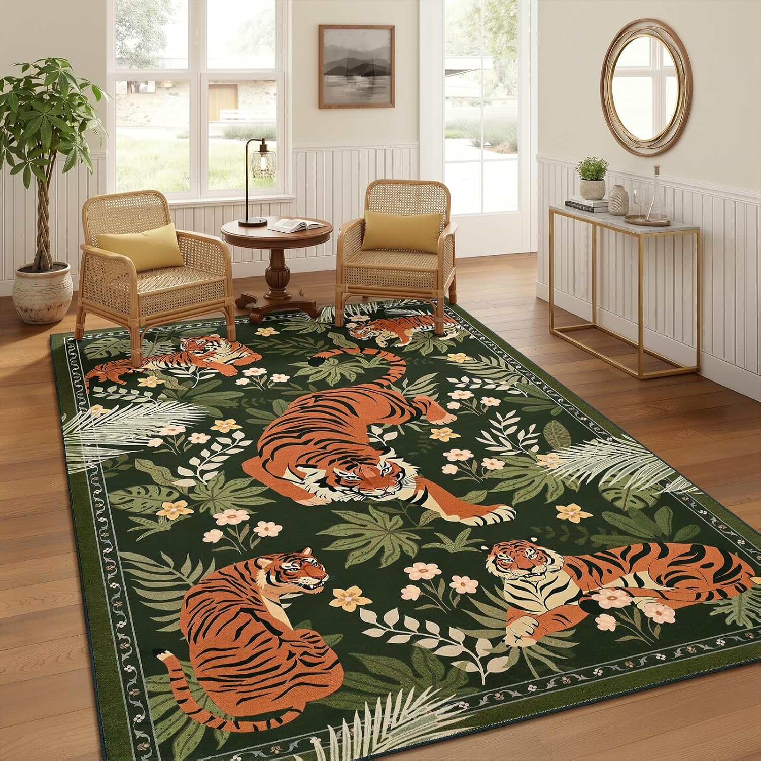 Zentavio 5x7 Tiger Rug - Bold Jungle Print Carpet