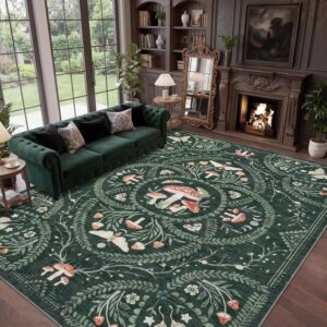 Garvee Gothic Mushroom Rug 8x10 - Non-Slip Washable Rug