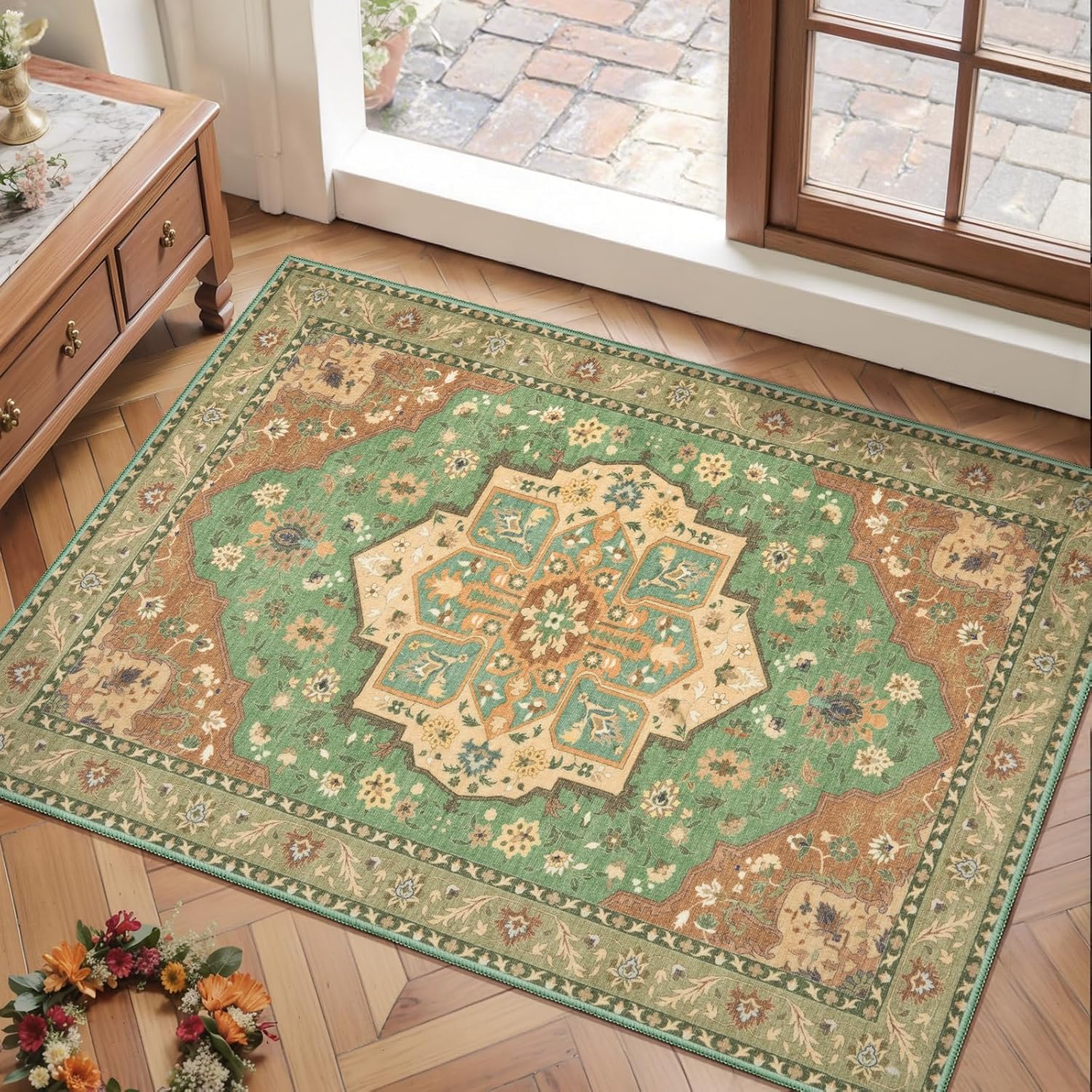 SERISSA 2x3 Entryway Rug - Soft Vintage Doormat, Washable & Non-Slip