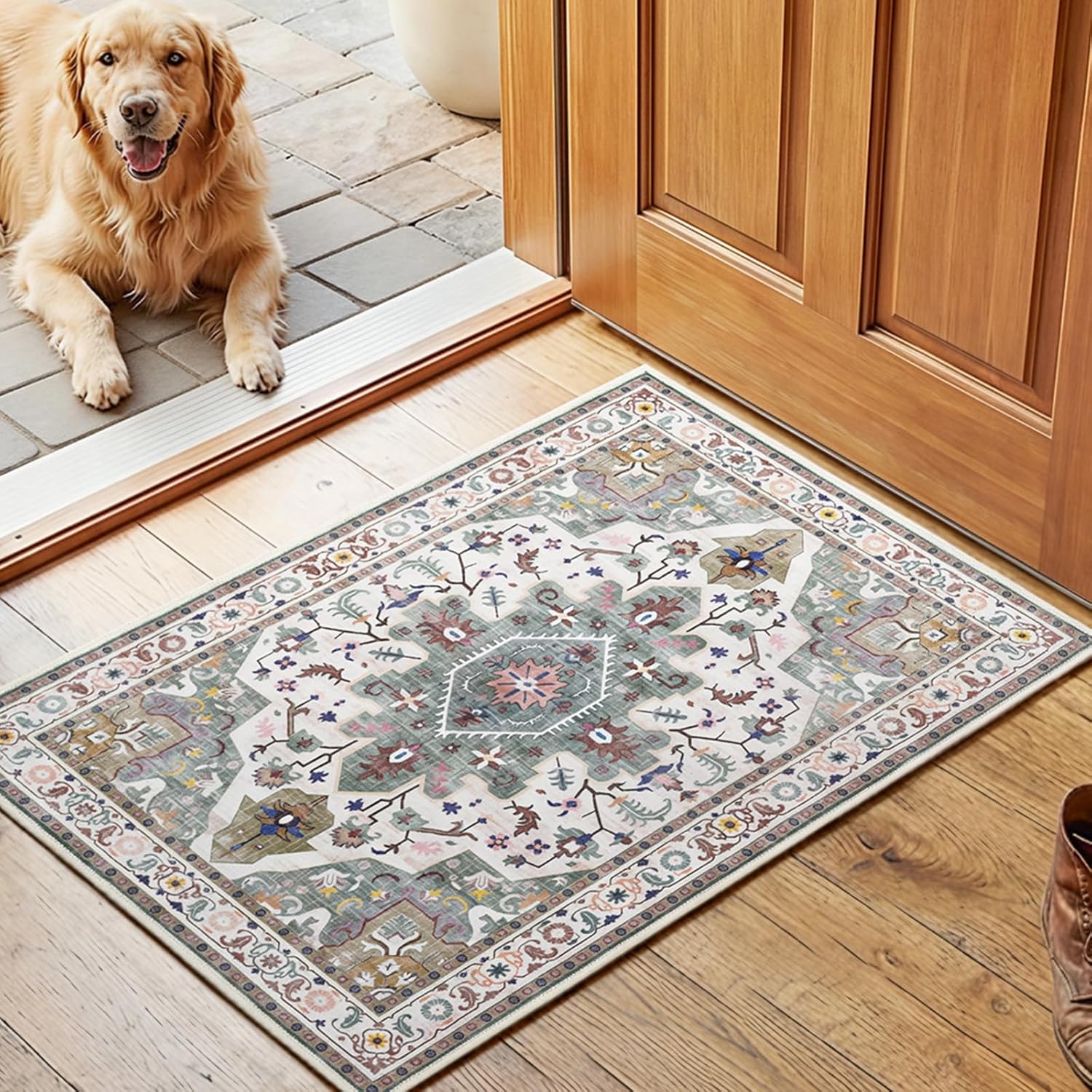 HOOBRO Washable Area Rug 2x3 Ft Green - Soft & Pet-Friendly