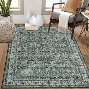 GarveeHome Vintage Floral Rug 5x7 - Washable & Non-Slip