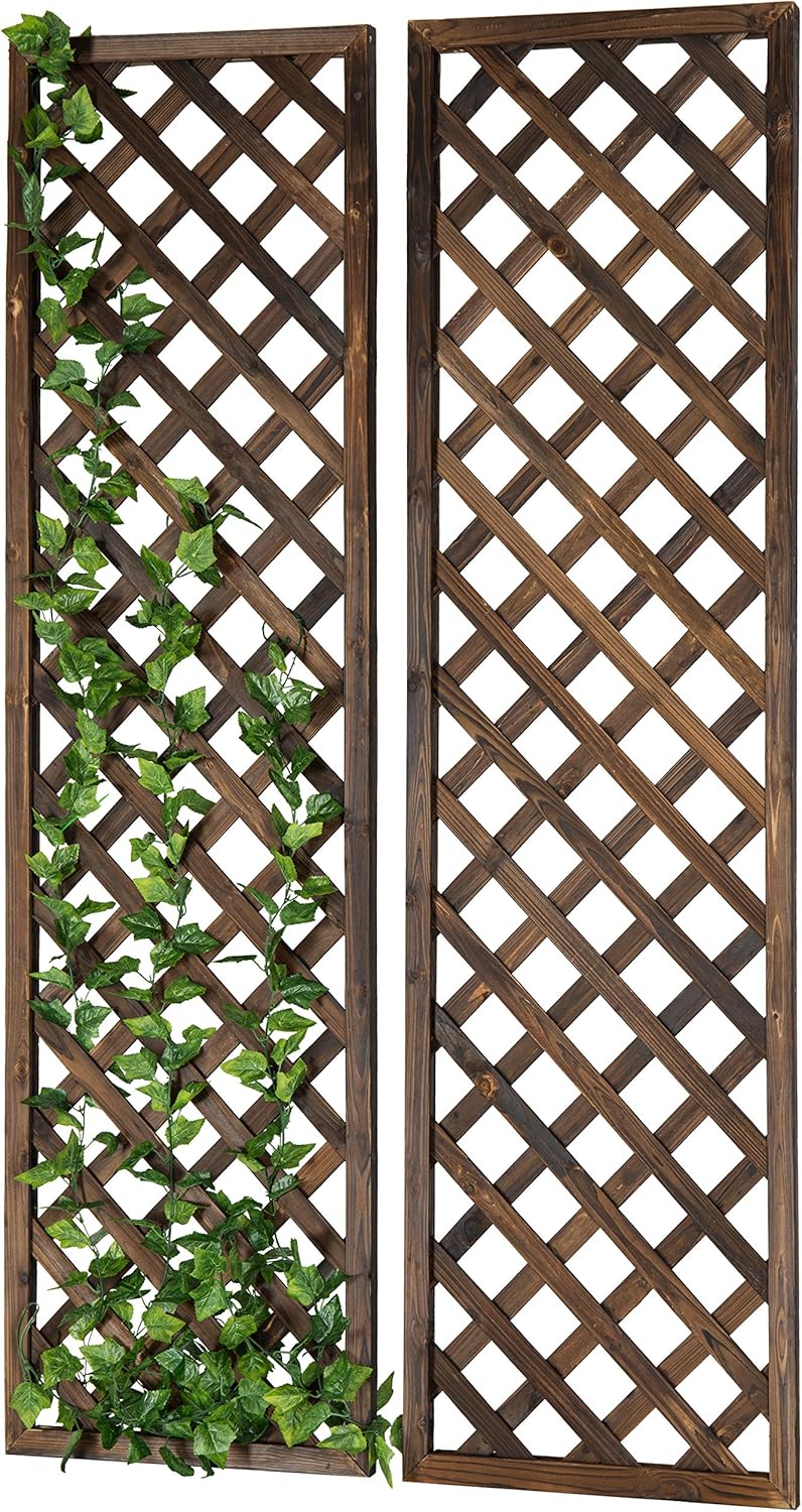 MyGift Wood Trellis Set – Large Lattice Panels for Climbing Plants
