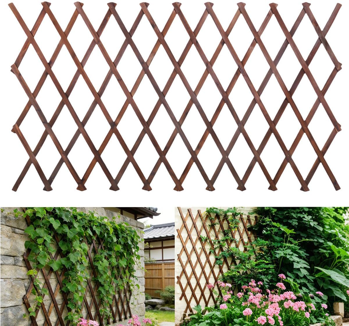 38" x 89" Wooden Trellis for Climbing Plants, Brown