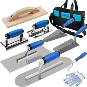 10-PC Masonry Tool Set: Concrete Trowels, Float & Edger Kit