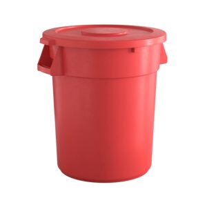32 Gal Red Commercial Trash Can with Lid - NSF Certified