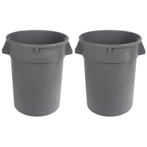 Amazon Basics 32 Gal Round Trash Cans (2-Pack), Grey