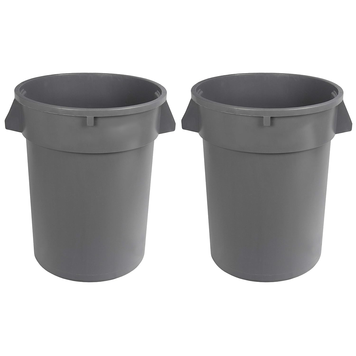 Amazon Basics 32 Gal Round Trash Cans (2-Pack), Grey