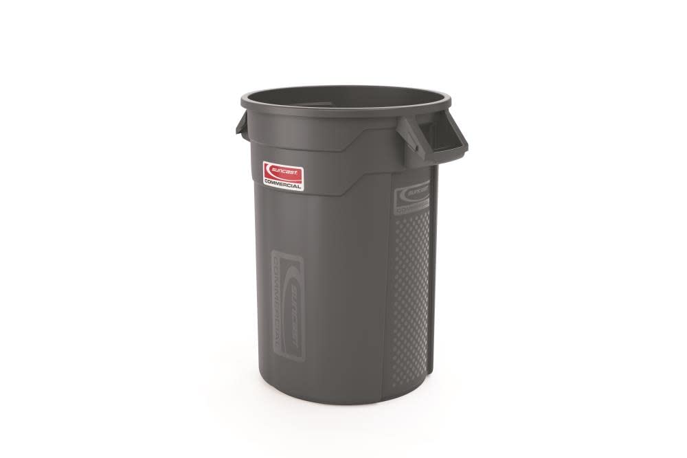 Suncast 32 Gal. Vented Trash Can, Gray