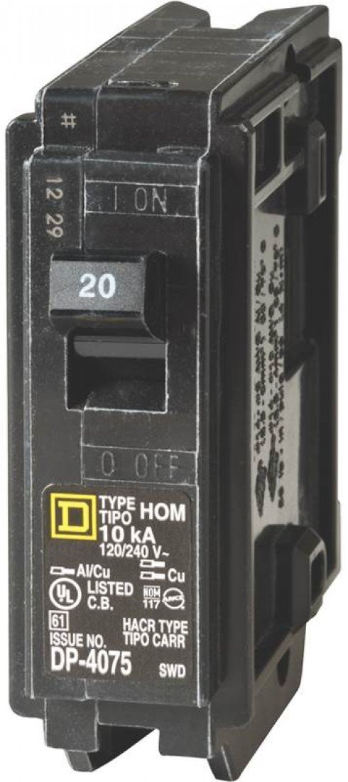 Square D 20A 1-Pole Circuit Breaker, HOM120C