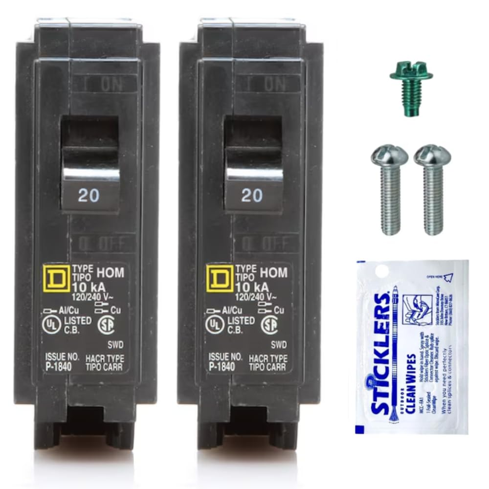 Square D HOM120 20A Circuit Breaker (2-Pack) by FalconSupply