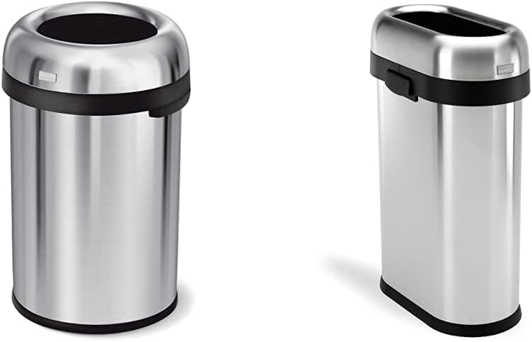 simplehuman 115L & 50L Trash Cans, Brushed Stainless Steel