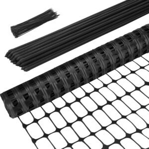 Ohuhu 3.4' x 100' Plastic Garden Fence Roll, 25 Stakes