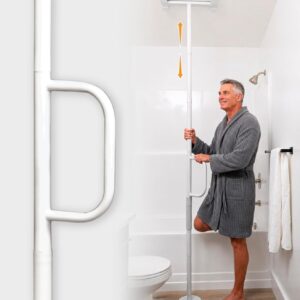 Stander Floor-to-Ceiling Grab Bar, White, No-Drill Mount
