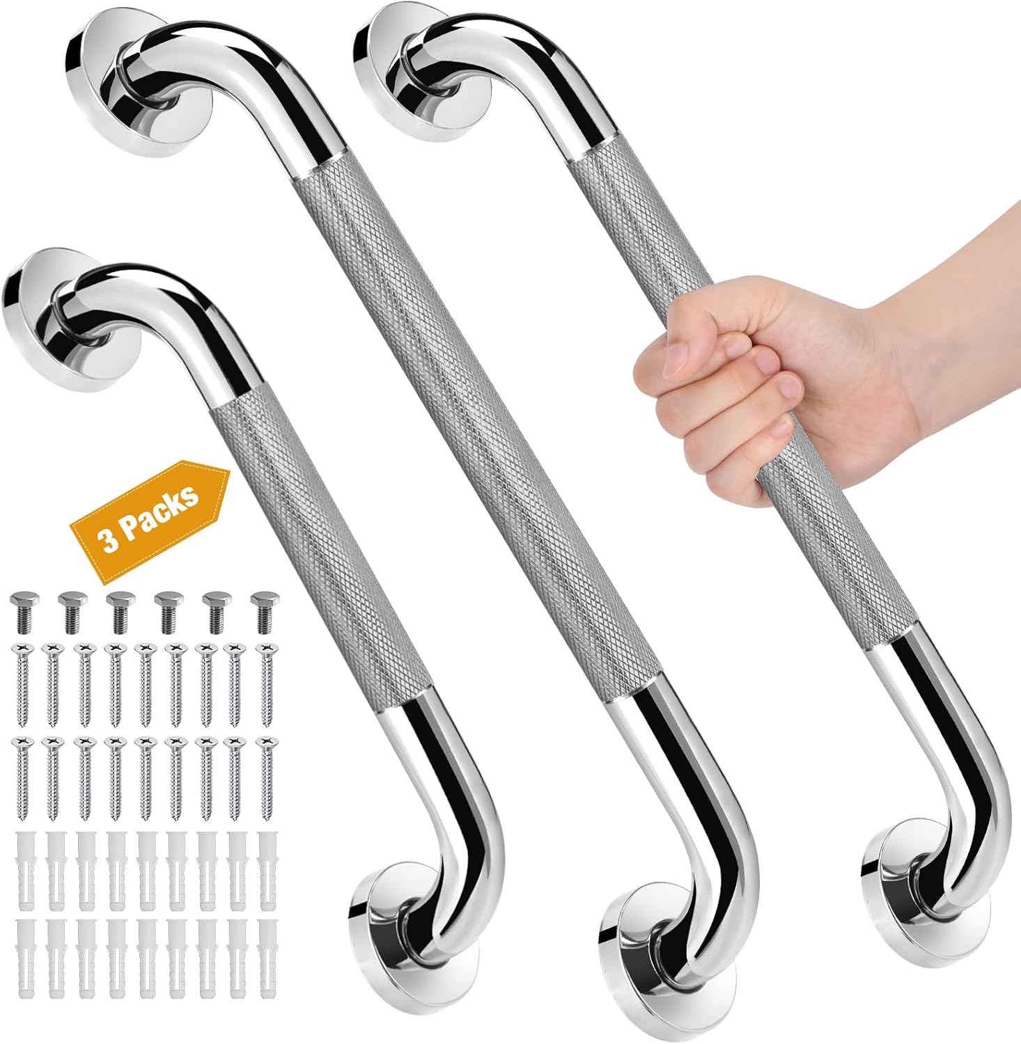 Fertoriy 3-Pack Shower Grab Bars, Elderly Safety Handrails