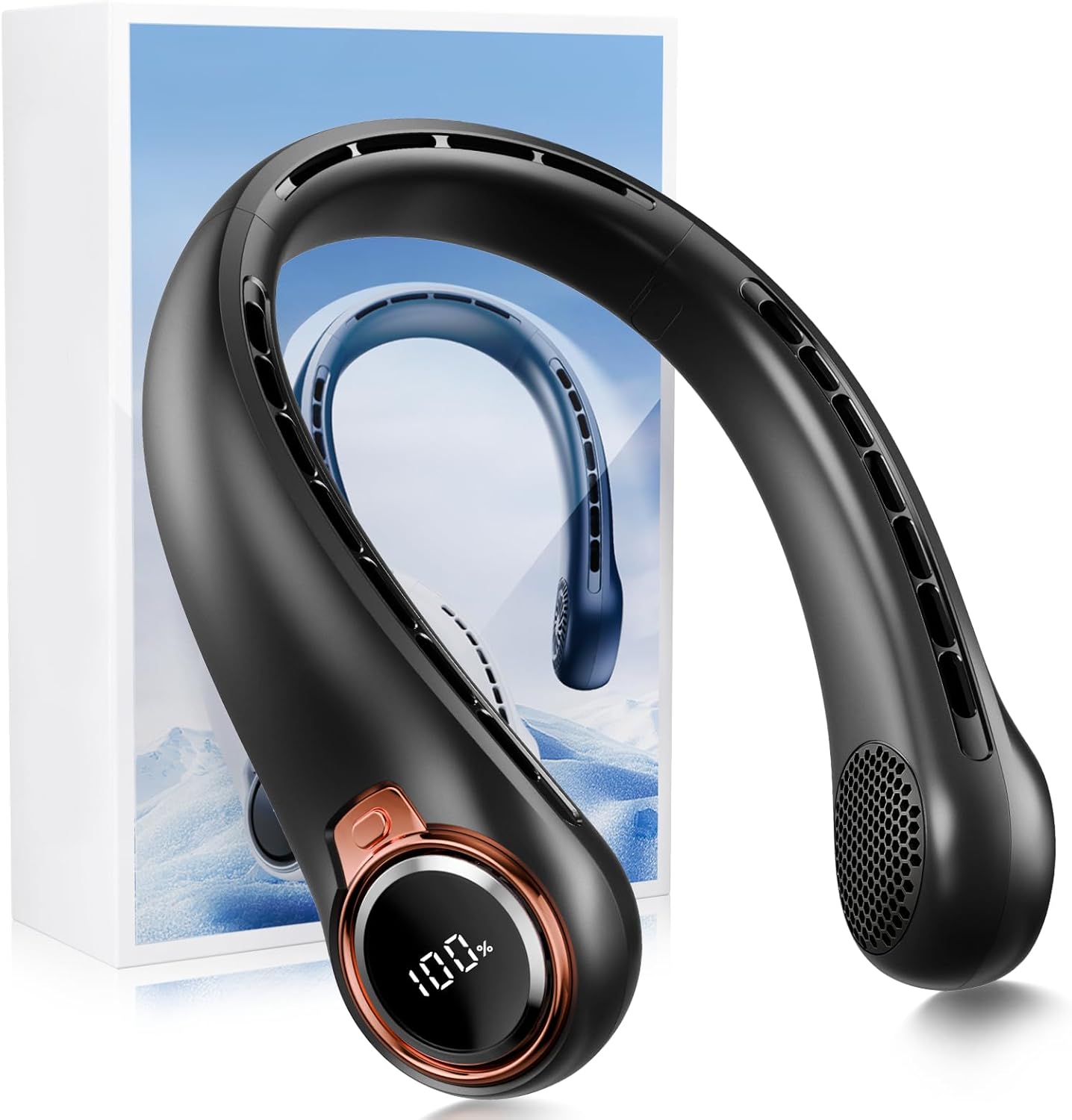 BNBZ Portable Neck Fan, 6000mAh Rechargeable, 4 Speeds, 20H Runtime