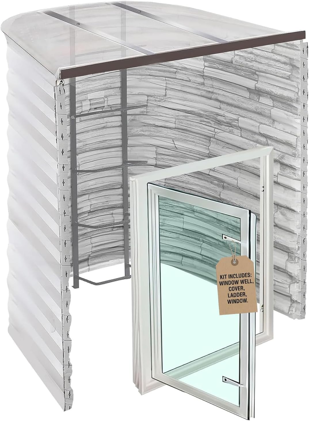 Complete Basement Egress Window Kit - 55"L x 36"W x 72"D