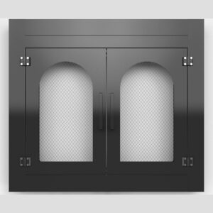 Black Tempered Glass Fireplace Doors, Medium Size