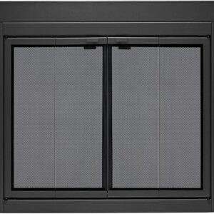 UniFlame Roman Bi-fold Fireplace Doors, Black Small