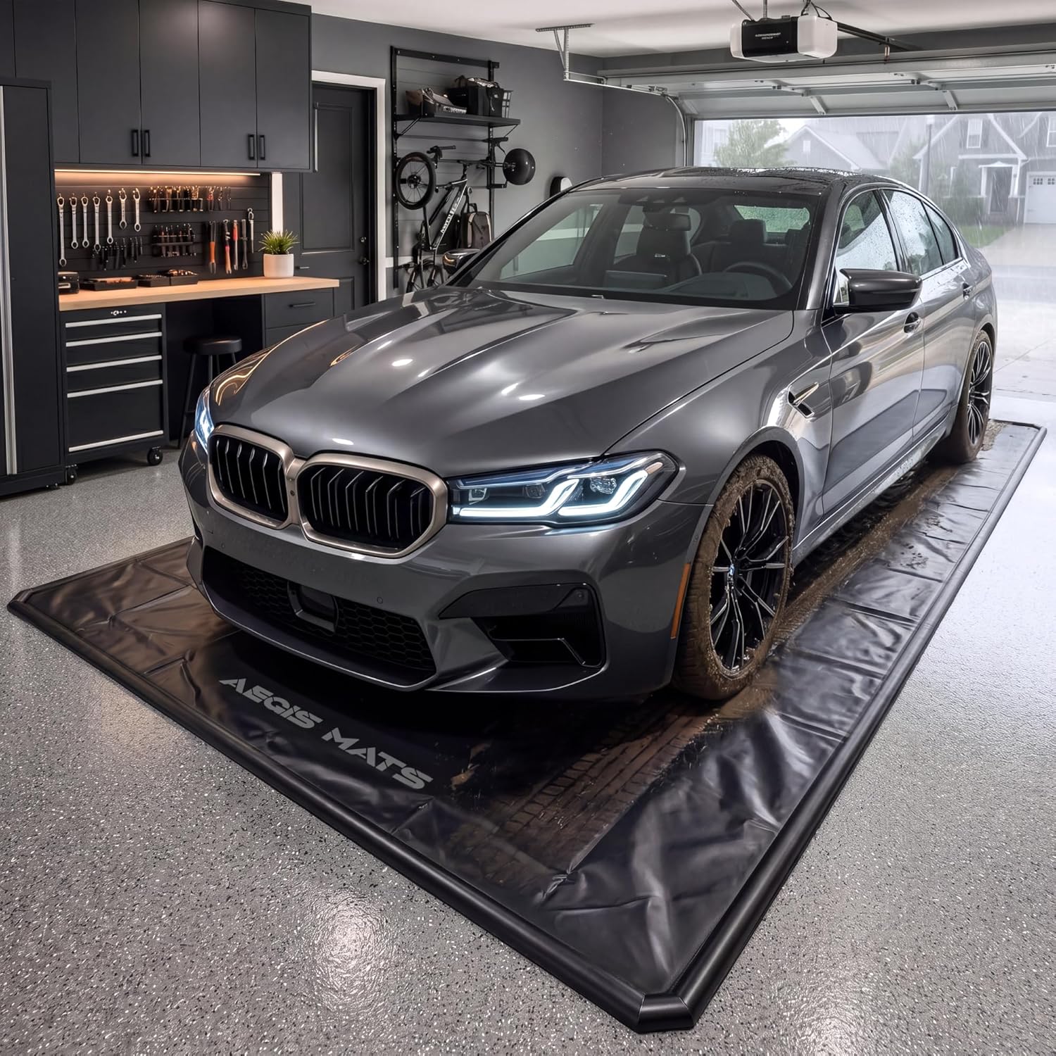 7'9" x 16' Garage Floor Mat – Heavy-Duty Oil Spill Protection