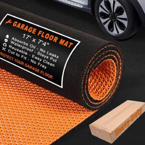 Heavy-Duty Garage Floor Mat 17' x 7'4" - Waterproof & Oil-Proof
