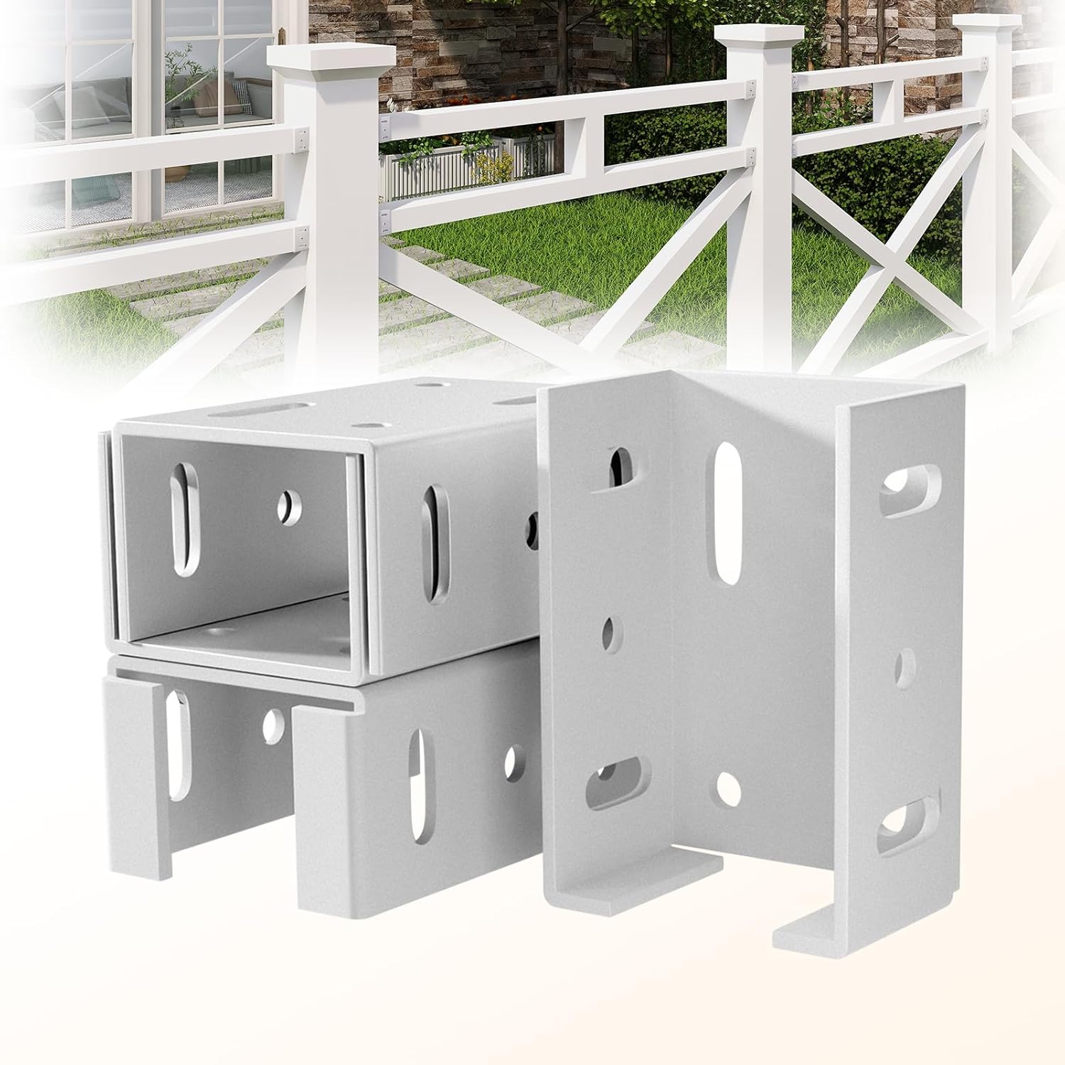 LEVENDOR Heavy-Duty Aluminum Fence Brackets (4pk)