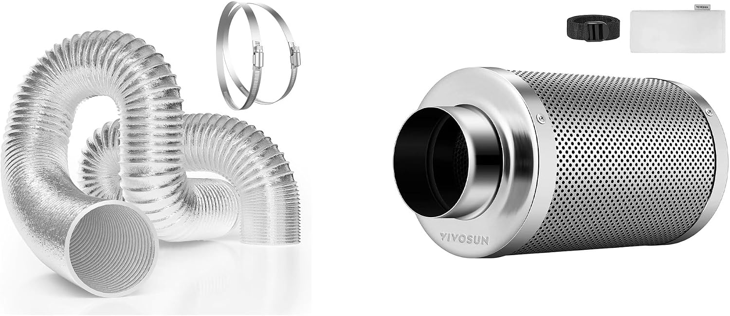 VIVOSUN 4in Carbon Air Filter & Ducting Kit