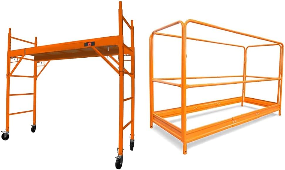 WEN 31110T 1000-lb Rolling Steel Scaffold, 6.25 ft