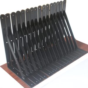 16-Pack Heavy-Duty Black Shelf Brackets, 12" x 8", 240lb Capacity