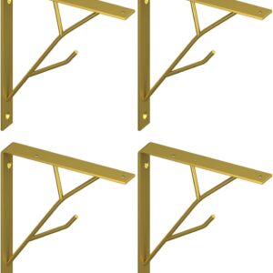 Mocomax 8" Gold Floating Shelf Brackets, 4-Pack