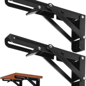 2 Pack 10 inch Black Folding Shelf Brackets