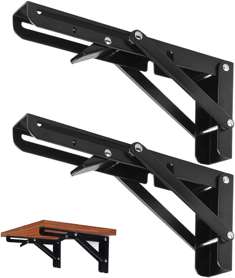 2 Pack 10 inch Black Folding Shelf Brackets