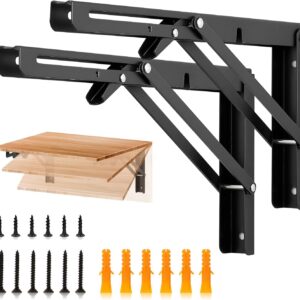 JOY DECOR 12" Heavy-Duty Folding Shelf Brackets (2-Pack)