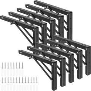 SHEUTSAN 10-Piece Black Foldable Shelf Brackets, 12"