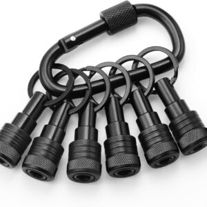 6pc Non-Slip Bit Holder Key Chain, 1/4in Hex Shank Bits