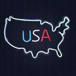 USA LED Neon Map Sign – Patriotic Wall Decor