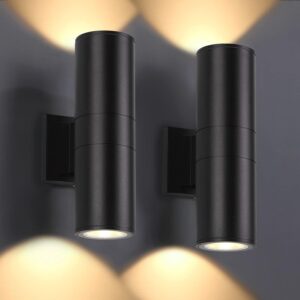 DAKAFUL 2-Pack LED Outdoor Wall Lights, 12W Black