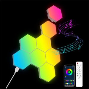 OJQ 8-Pack Hexagon LED Wall Lights RGB Panel - Honeycomb Decor