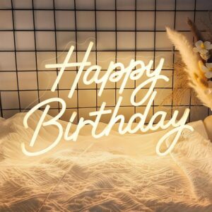 Happy Birthday Neon Sign with Balloons, LED Wall Decor