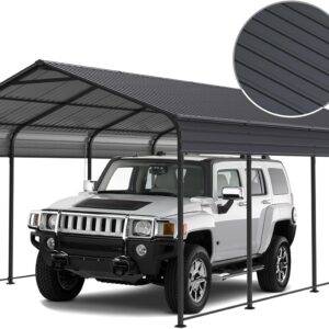 Vigo Huseeo 12x20 ft Carport w/ Galvanized Steel Roof, Grey