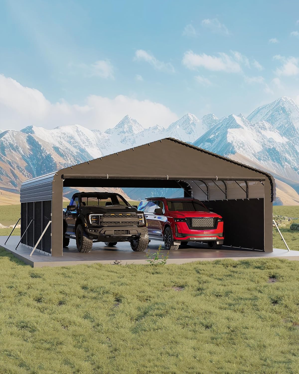 Garvee Heavy-Duty 20x20 Metal Carport for 2 Vehicles