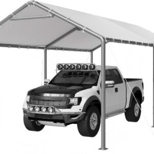 Aoxun 10x20 ft Heavy-Duty Carport for Trucks & Boats - White