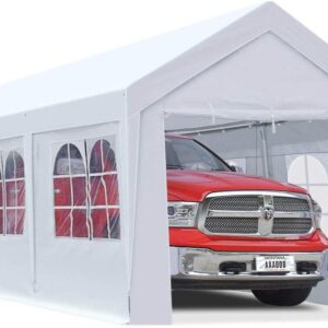 KING BIRD 10x20 ft Heavy Duty Carport with Sidewalls