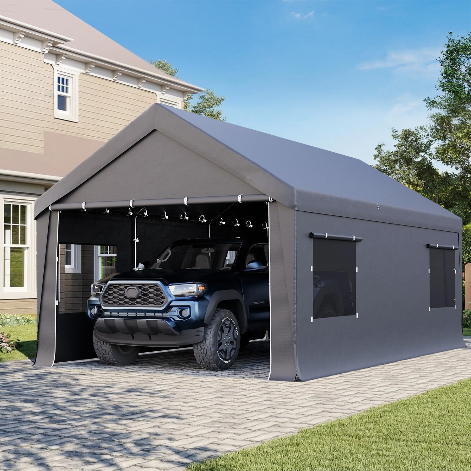 Bezseller 10x20 ft Heavy-Duty Carport Canopy w/ Sidewalls