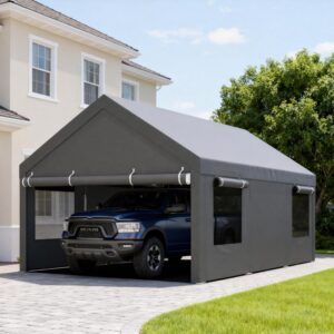 JY QAQA 12x20 FT Heavy Duty Carport - Grey