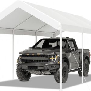 Aoxun 10x20 Heavy Duty Carport, 9.25ft High - Milky White