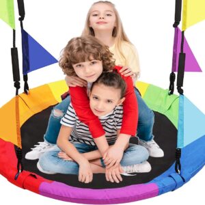 LANGXUN 40" Rainbow Saucer Swing - Kids & Adults - 700 lbs