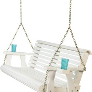Amish Heavy-Duty 700 lb Porch Swing - White Stain, 4' (Rollback Design)