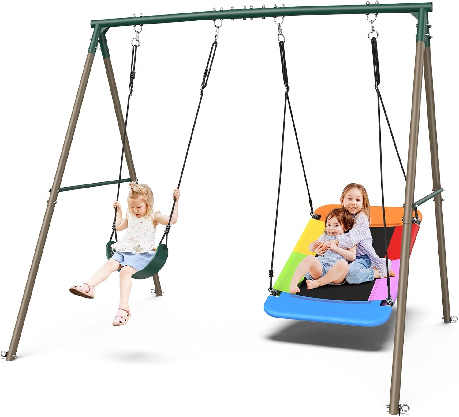 Hapfan Kids Swing Set – Backyard Playset for Ages 3-8